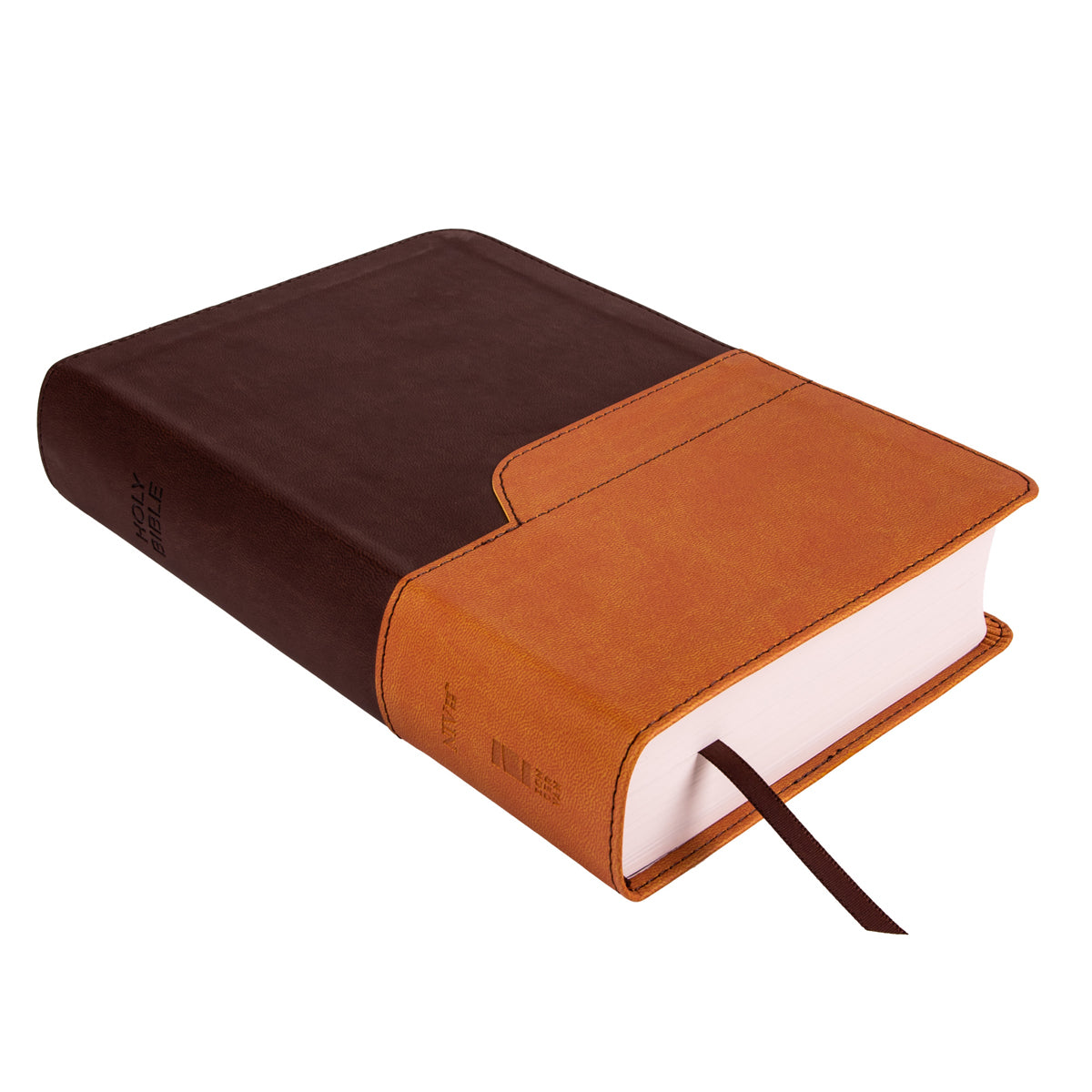 NIV Chocolate & Amber Two Tone Faux Leather Holy Bible Larger