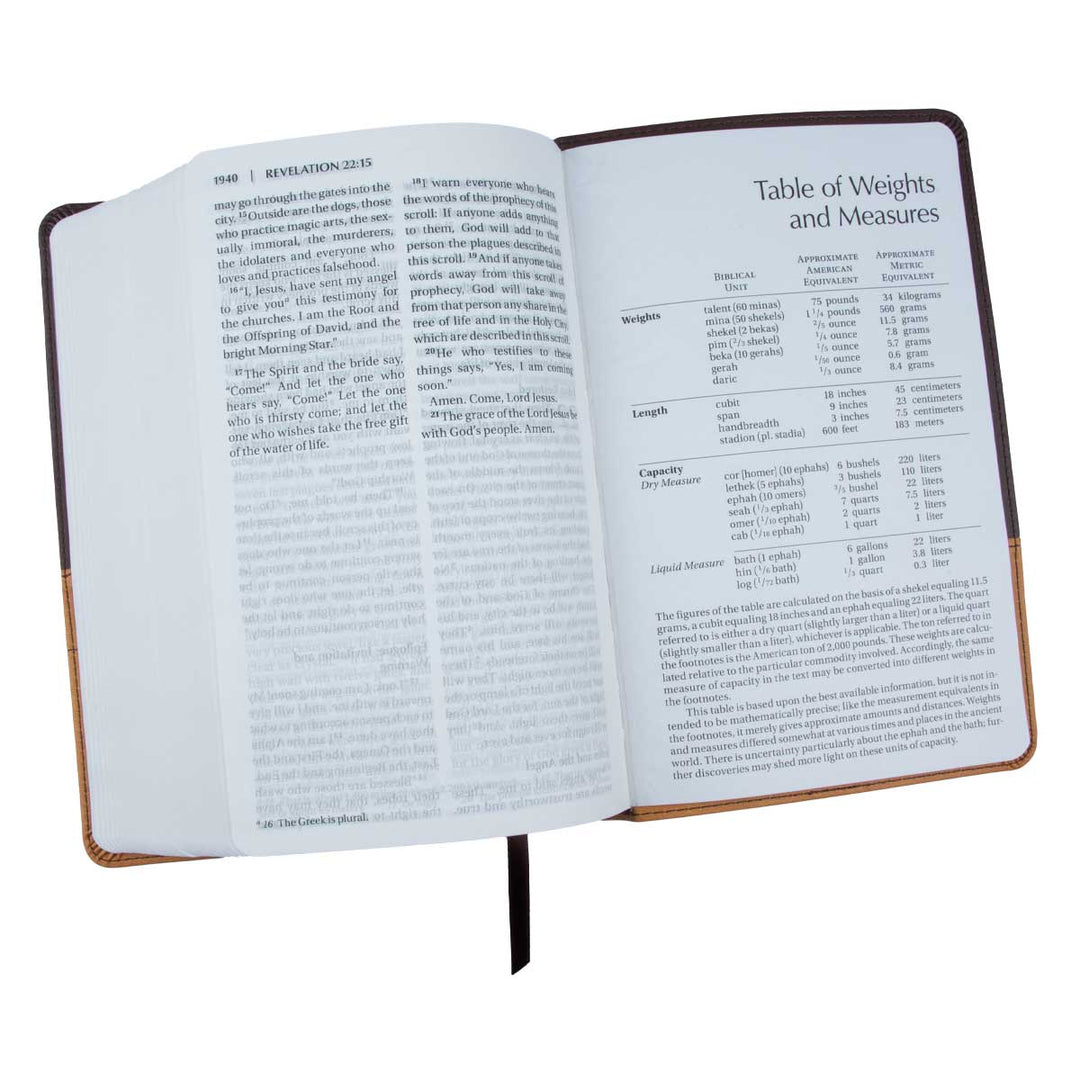 NIV Chocolate & Amber Two Tone Faux Leather Holy Bible Larger Print