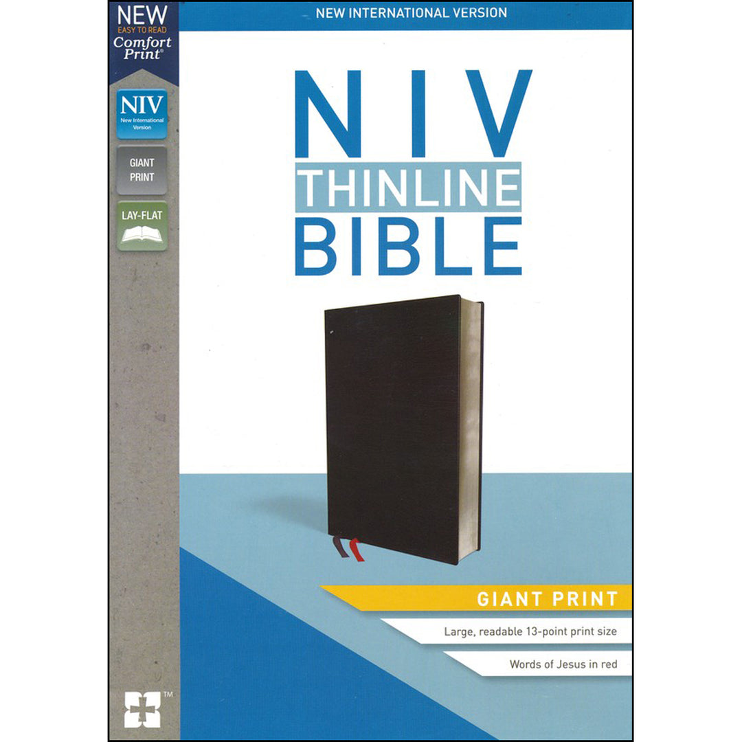 NIV Thinline Bible Giant Print Black Red Letter Edition (Comfort Print)(Bonded Leather)