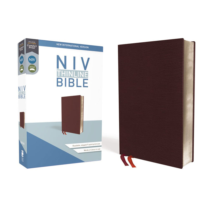 NIV Thinline Bible Burgundy Red Letter Edition (Comfort Print)(Bonded Leather)
