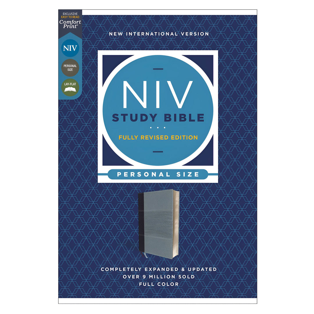 NIV Navy and Blue Imitation Leather Fully Revised Personal Size Study Bible Comfort Print