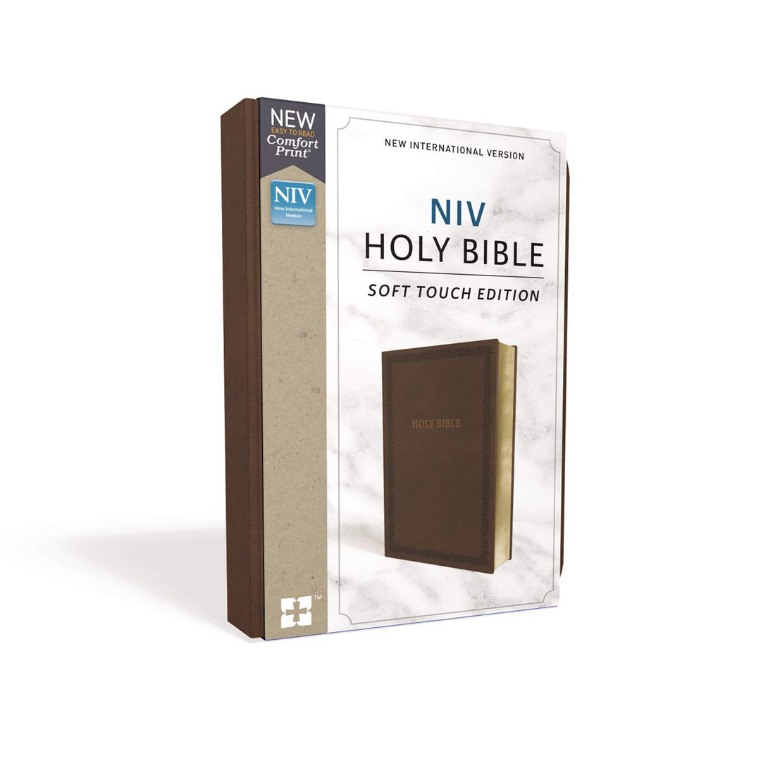 NIV Brown Faux Leather Holy Bible Soft Touch Edition Bible Comfort Print