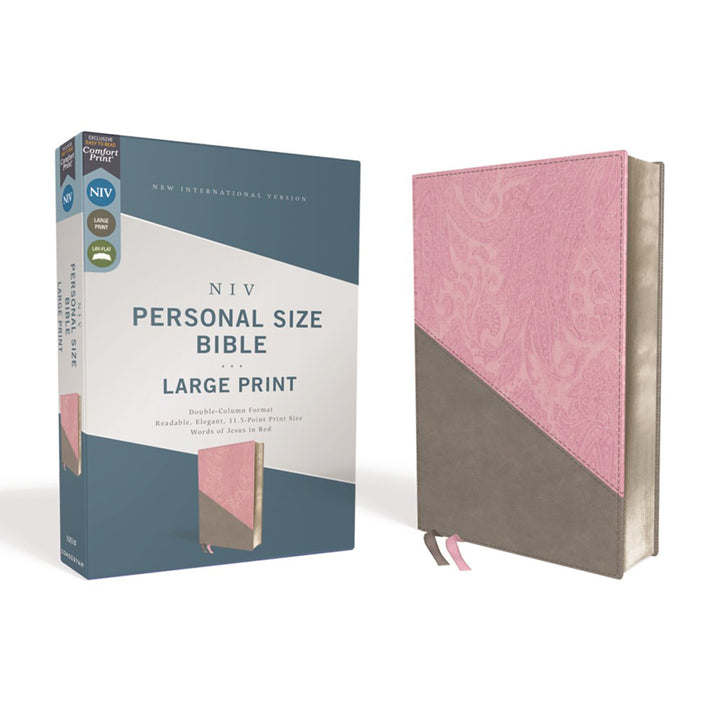 NIV Personal Size Bible Large Print Pink / Gray (Comfort Print)(Imitation Leather)