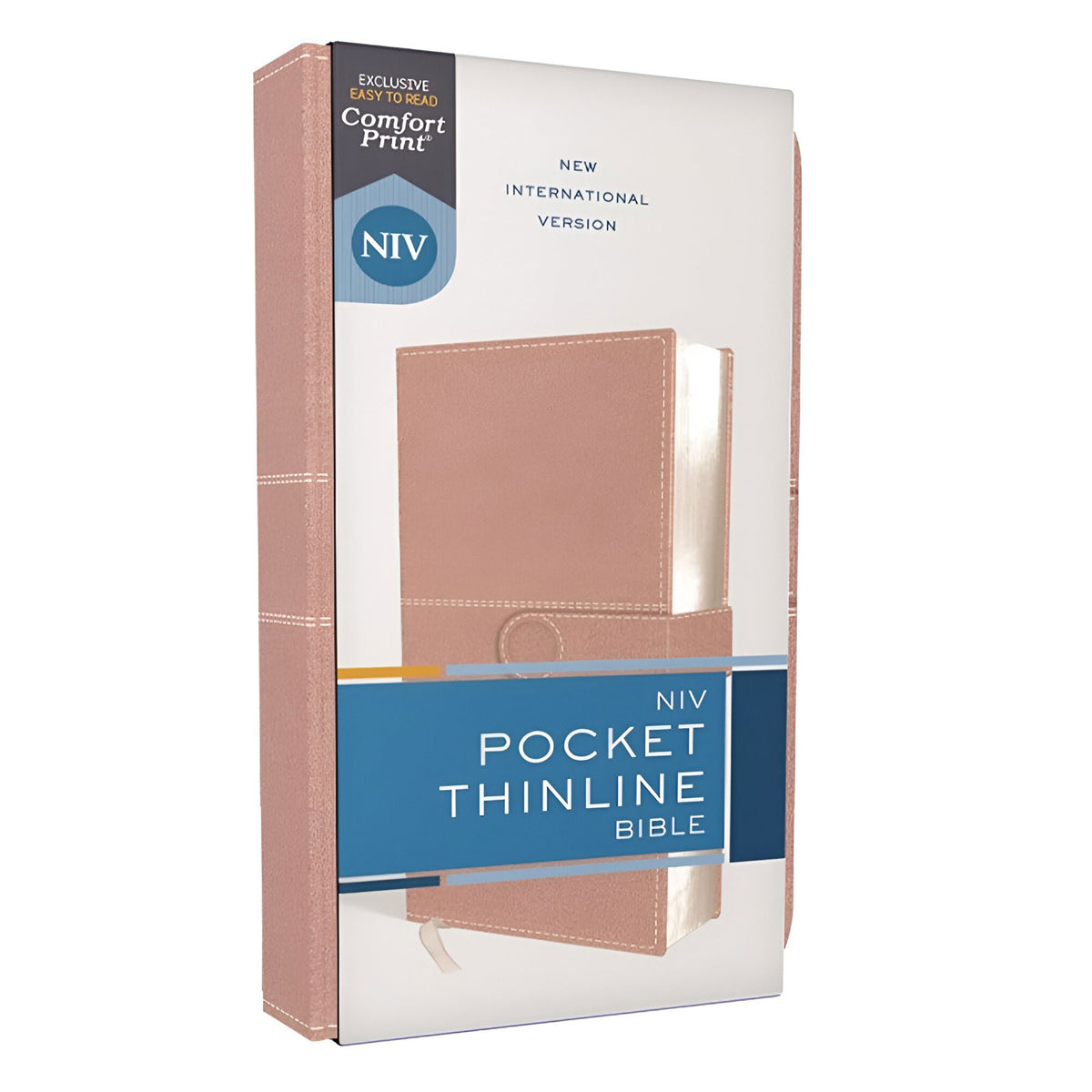 NIV Pink Imitation Leather Pocket Thinline Bible with Snap Closure Comfort Print