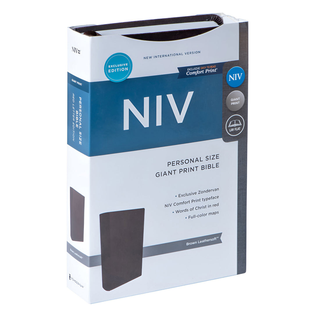 NIV Brown Imitation Leather Exclusive Personal Size Bible Red Letter Giant Comfort Print