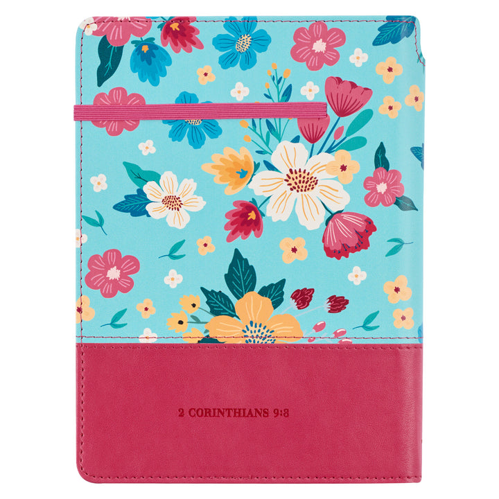 Overflowing Grace 2 Corinthians 9:8 (Faux Leather Journal With Elastic Closure And Pen Holder)