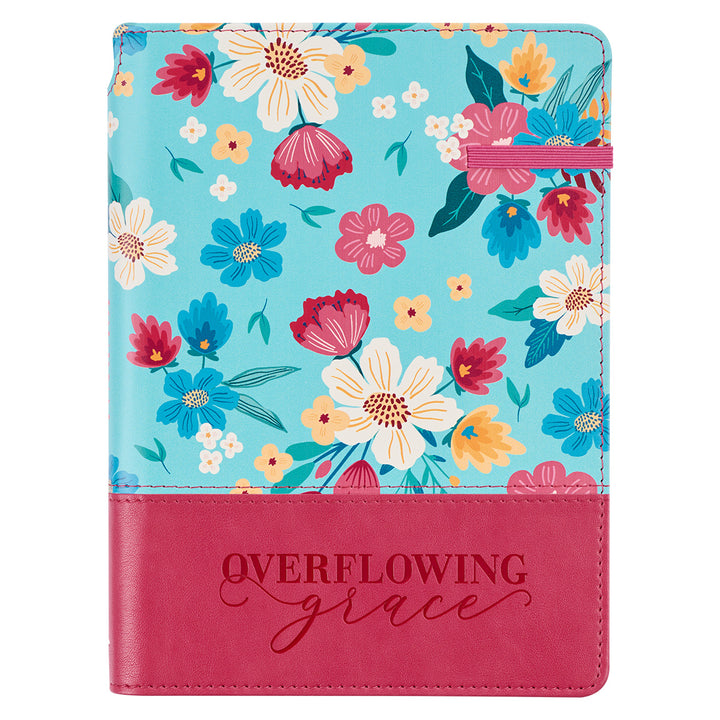 Overflowing Grace 2 Corinthians 9:8 (Faux Leather Journal With Elastic Closure And Pen Holder)