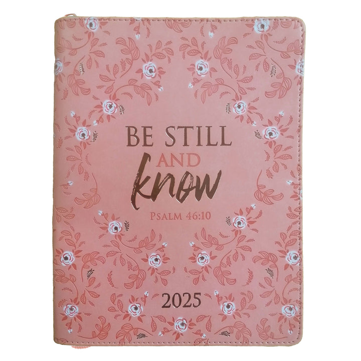 2025 Diary - 18-Month Planner for Women - Be Still and Know - Faux Leather with Zip