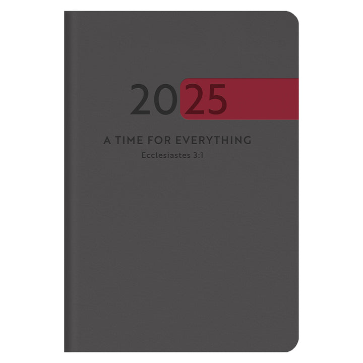 2025 Diary - Chronos Daily Planner - A Time for Everything Grey - Faux Leather