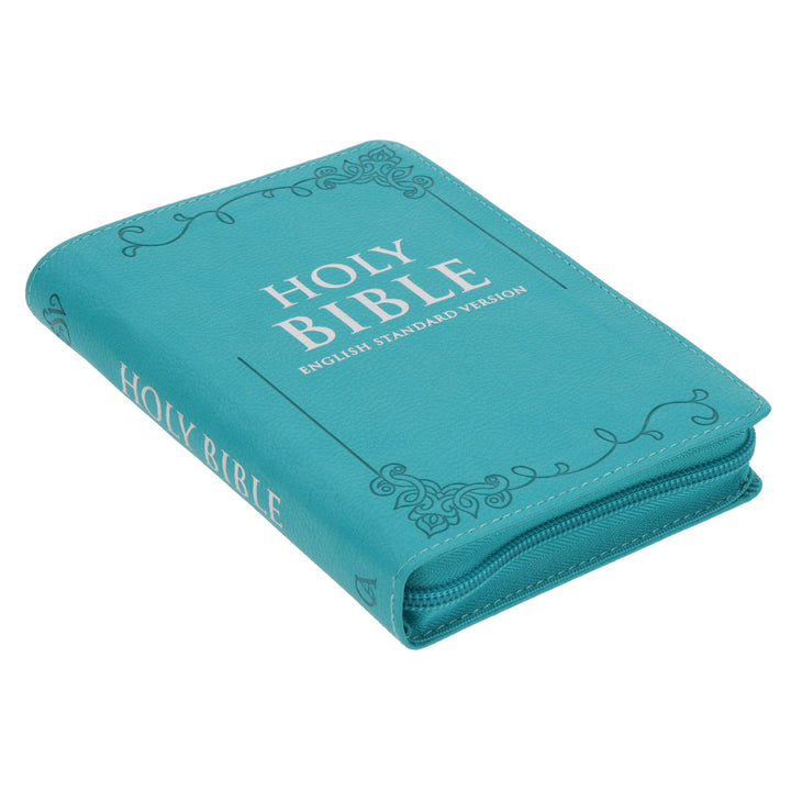 ESV Teal Faux Leather Compact Bible with Zip