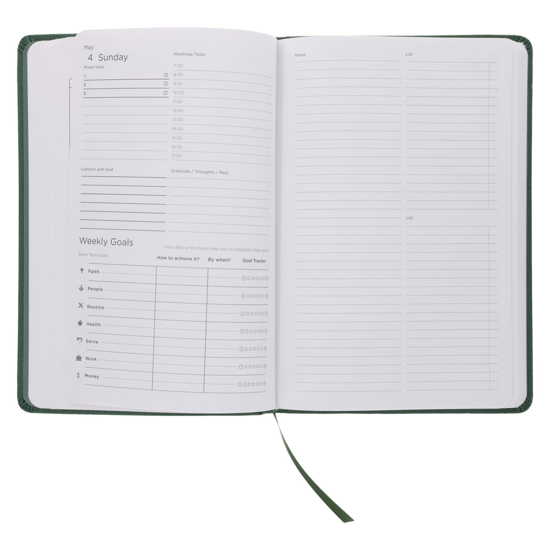 2025 Executive Diary - Dash Daily Planner - Dark Green - Faux Leather