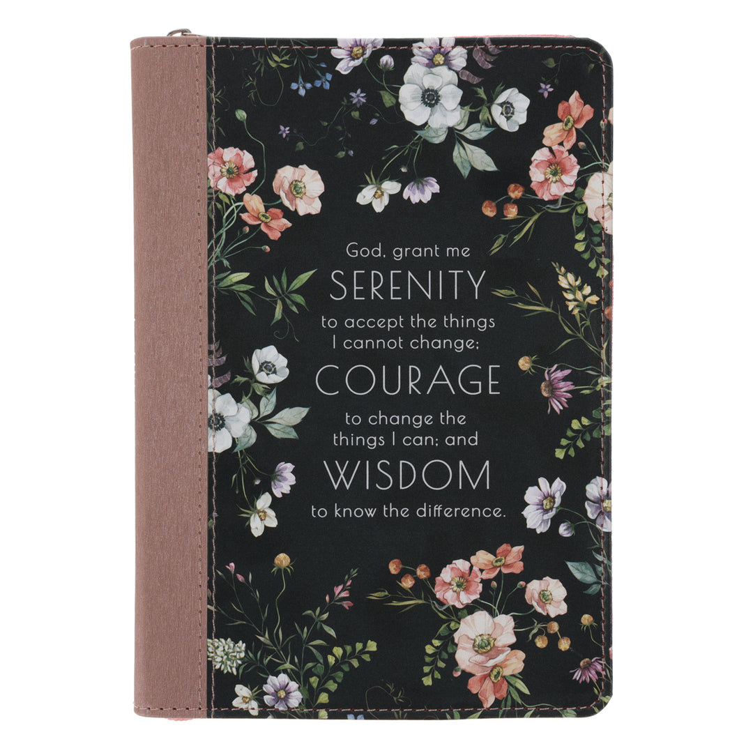 God, Grant Me Serenity Floral Faux Leather Journal with Zipped Closure