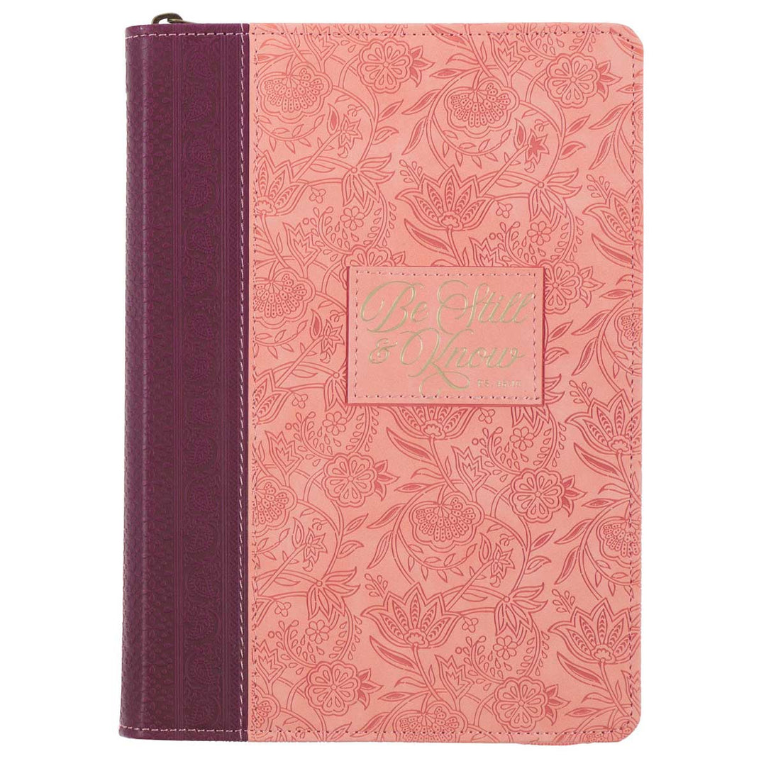 Be Still and Know Pink and Burgundy Faux Leather Journal