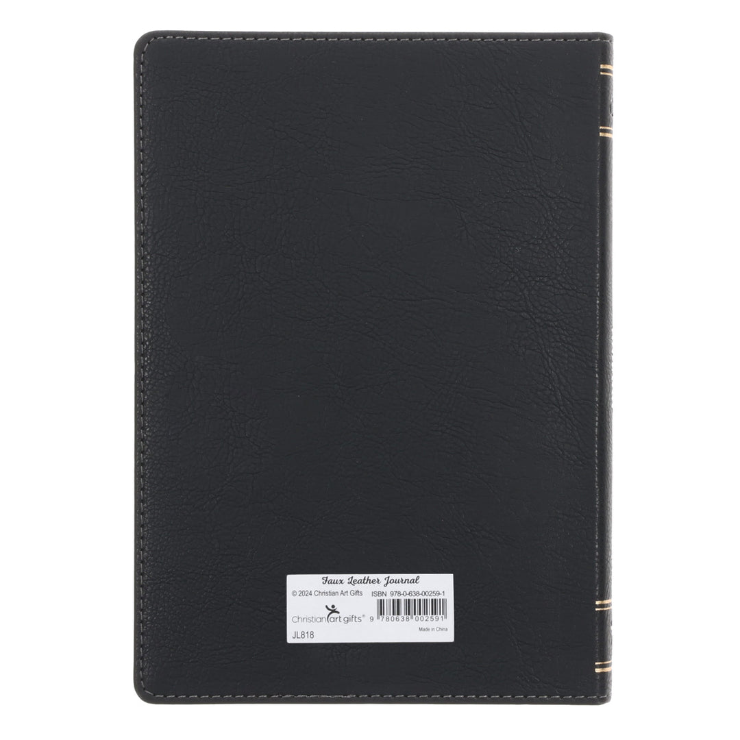 Be Strong and Courageous Black and Grey Faux Leather Journal