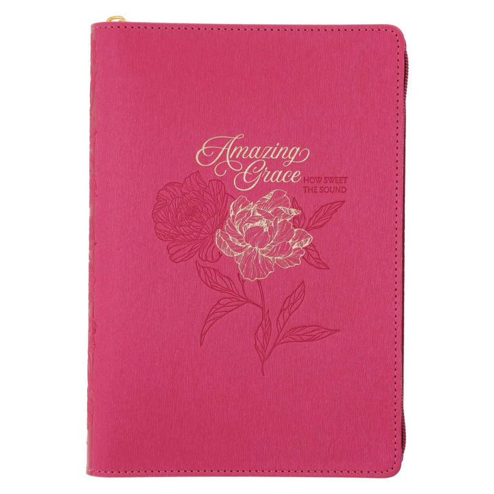 Amazing Grace How Sweet the Sound Faux Leather Journal with Zipped Closure