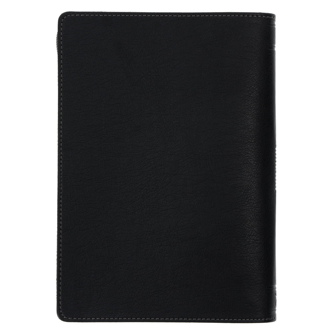 Seek the Lord and His Strength Grey Faux Leather Journal with Zipped Closure