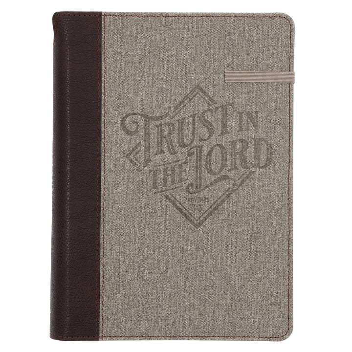 Trust in the Lord Faux Leather Journal with Pen Holder and Elastic Closure