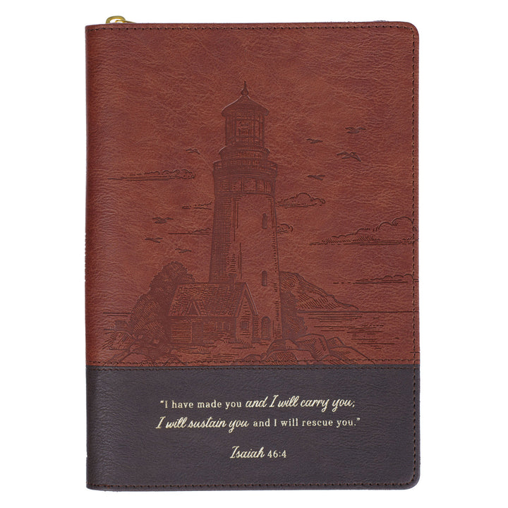 Footprints Faux Leather Journal with Zipped Closure