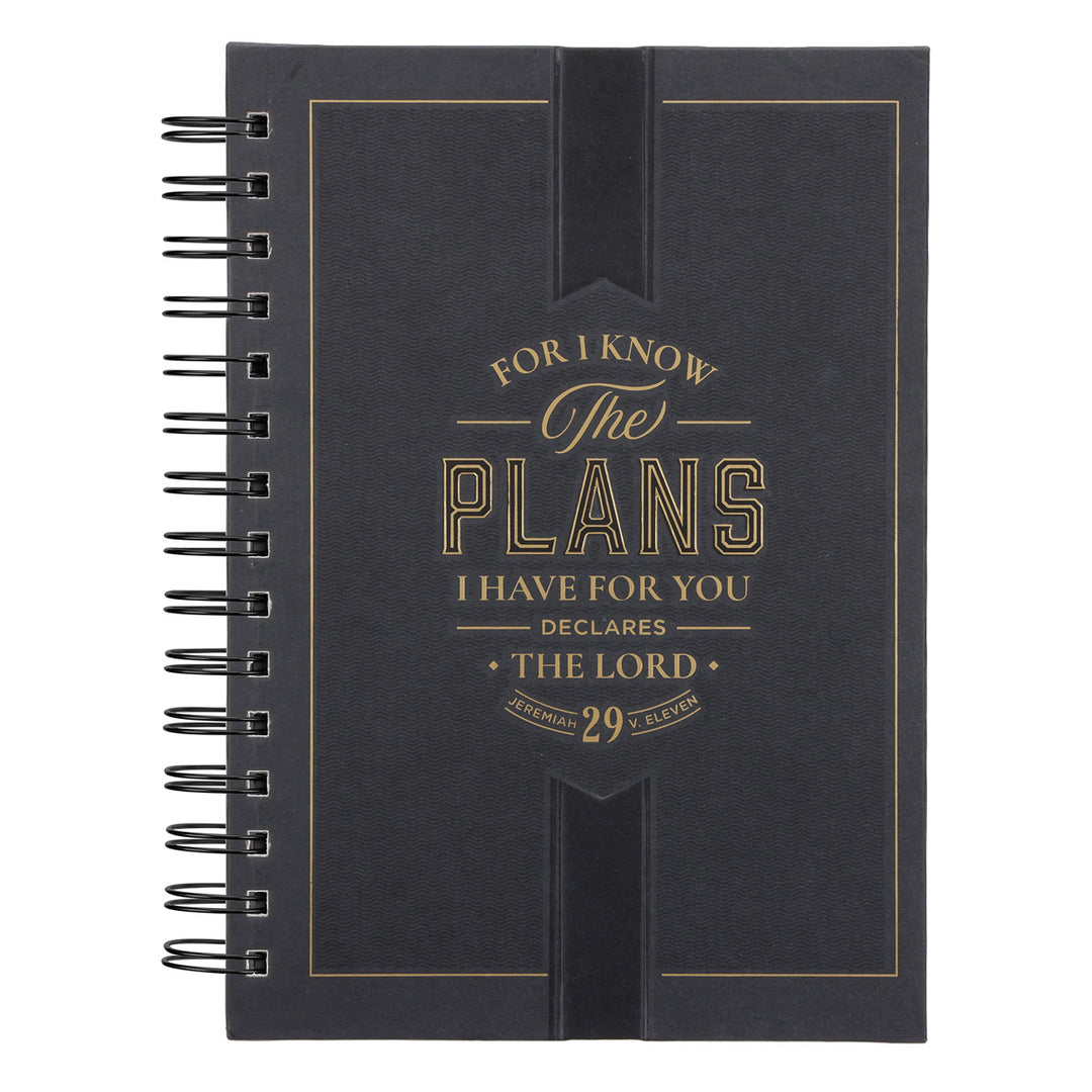 I Know the Plans I Have for You Declares the Lord Black Large Hardcover Wirebound Journal