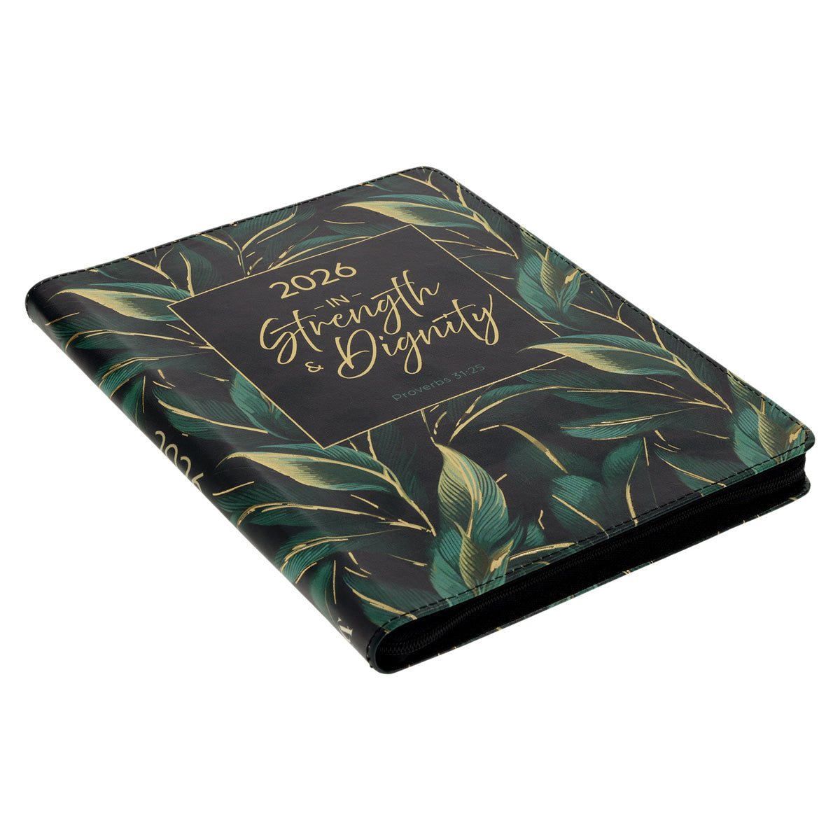 2026 Diary - 18-Month Planner for Women - In Strength and Dignity - Faux Leather with Zip
