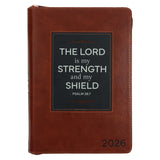 2026 Executive Diary - Daily Planner - The Lord is My Strength - Faux Leather with Zip