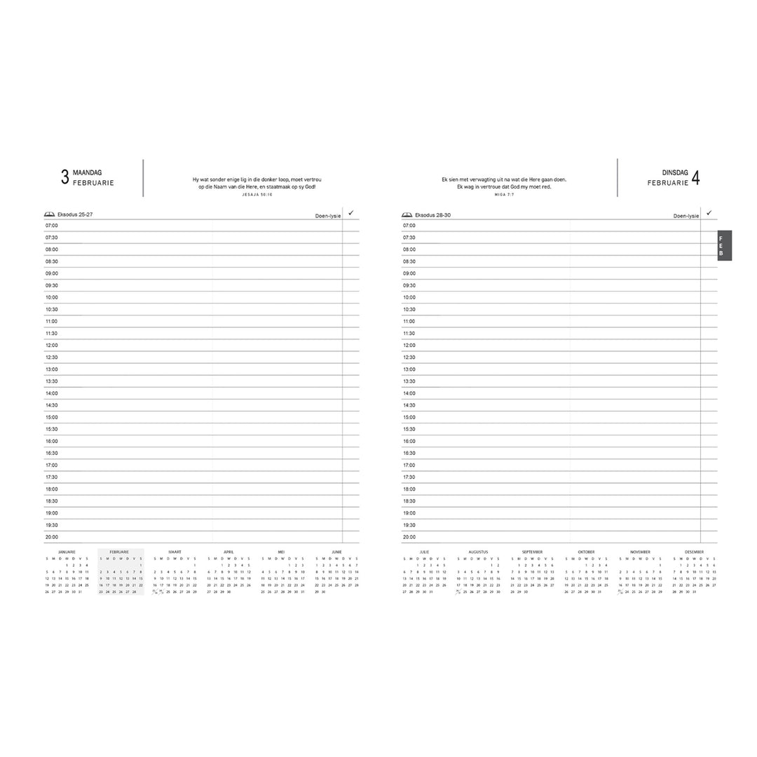 2025 A4 Dagboek - Professionele Jaarbeplanner - Ek Weet Wat Ek Beplan - Kunsleer