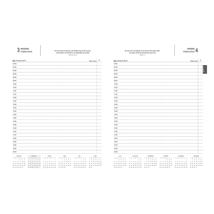 2025 A4 Dagboek - Professionele Jaarbeplanner - Ek Weet Wat Ek Beplan - Kunsleer