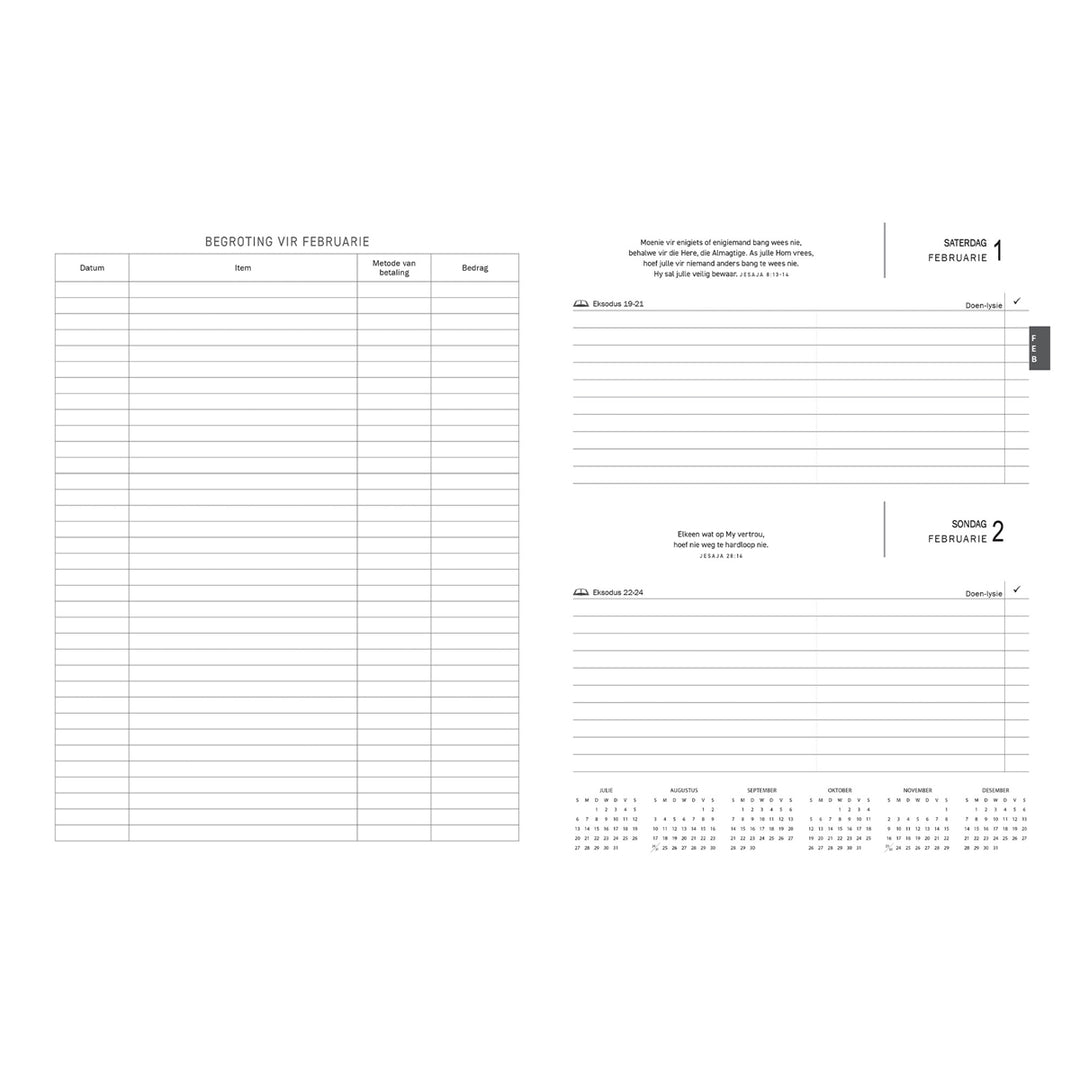 2025 A4 Dagboek - Professionele Jaarbeplanner - 'n Tyd vir Alles - Kunsleer