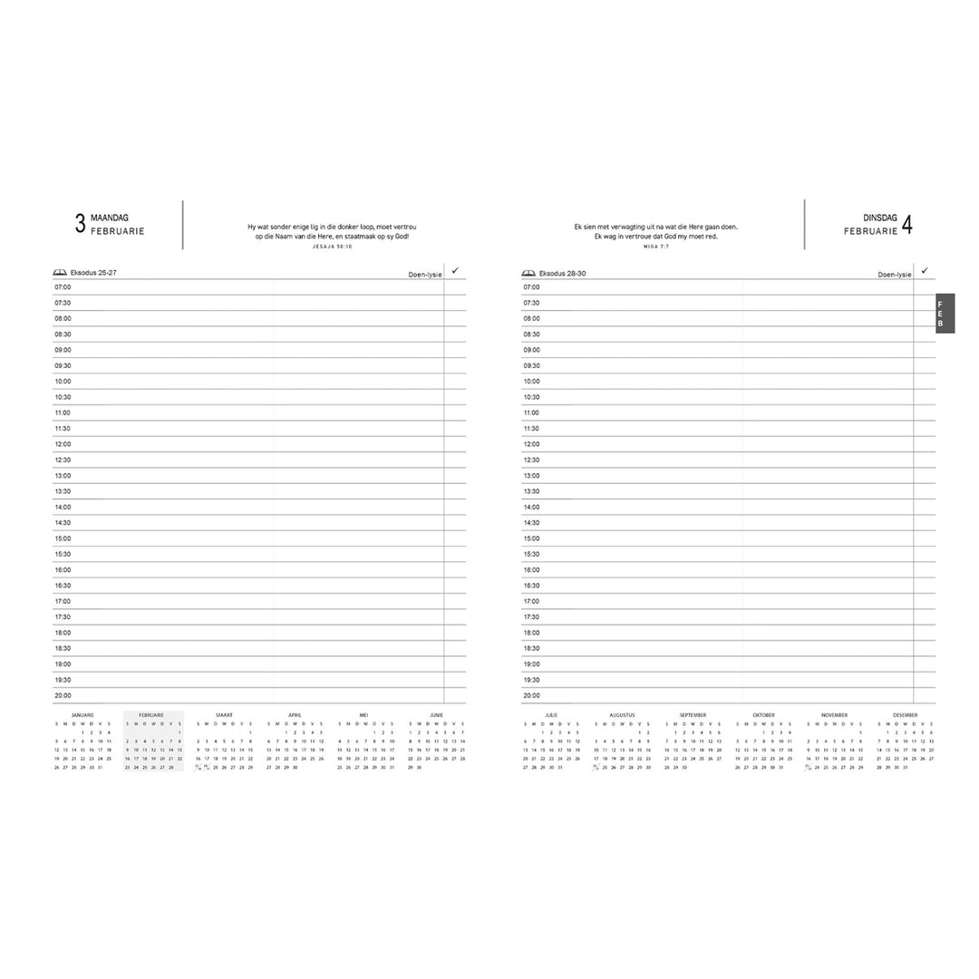 2025 A4 Dagboek - Professionele Jaarbeplanner - 'n Tyd vir Alles - Kunsleer