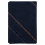 NLV Donkerblou en Oranje Kunsleer Standaard Bybel Met Duimgrepe