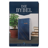 NLV Donkerblou en Oranje Kunsleer Standaard Bybel Met Duimgrepe