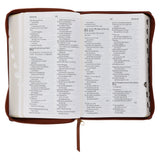 NLV Taan Bruin Kunsleer Standaard Bybel met Ritssluiter en Duimgrepe
