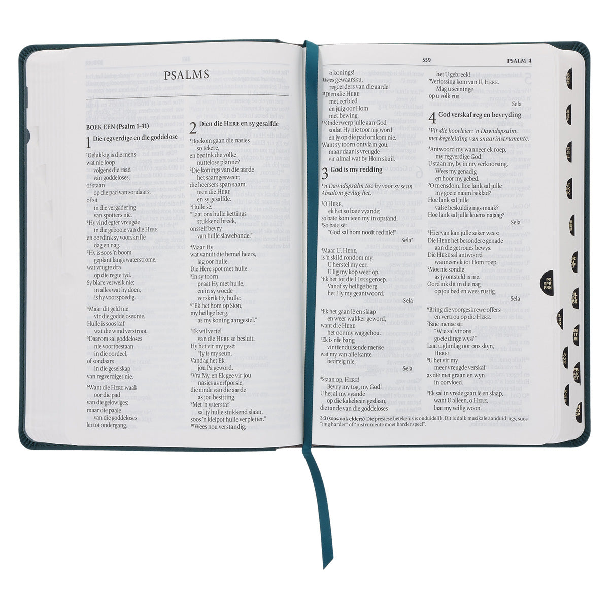 NLV Olyfgroen Met Goue Blomme Kunsleer Standaard Bybel Met Duimgrepe