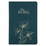 NLV Olyfgroen Met Goue Blomme Kunsleer Standaard Bybel Met Duimgrepe