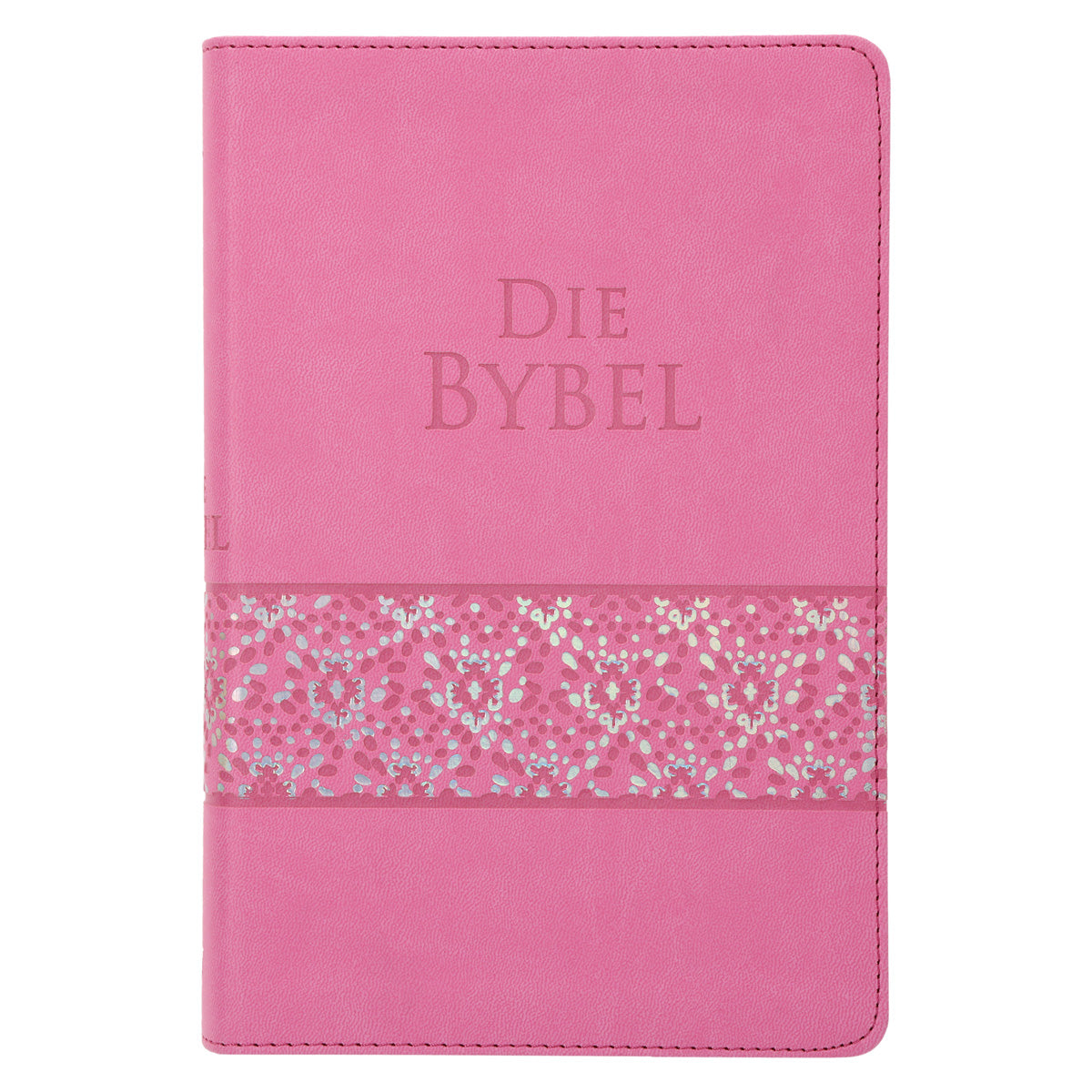 NLV Pienk Glinster Kunsleer Standaard Bybel Met Duimgrepe