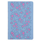 NLV Ligblou Met Pienk Blomme Kunsleer Standaard Bybel Met Duimgrepe