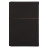 NLV Donkerbruin en Oranje Kunsleer Standaard Bybel Met Duimgrepe