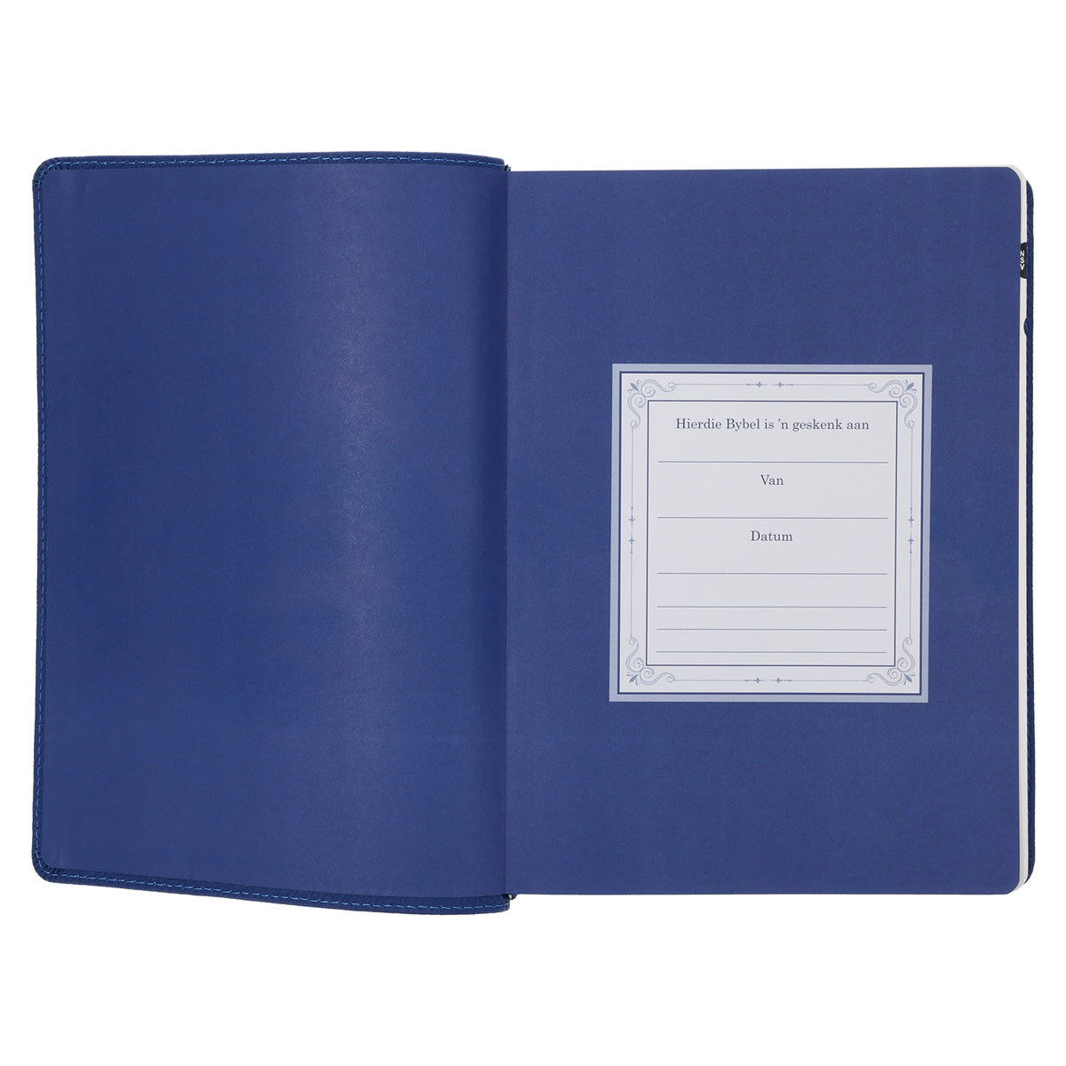 NLV Koningsblou Egte Leer Grootdruk Bybel