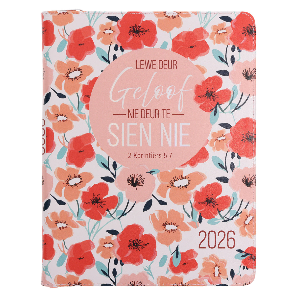 2026 18-Maande Dagbeplanner vir Vroue - Lewe Deur Geloof - Kunsleer met Rits