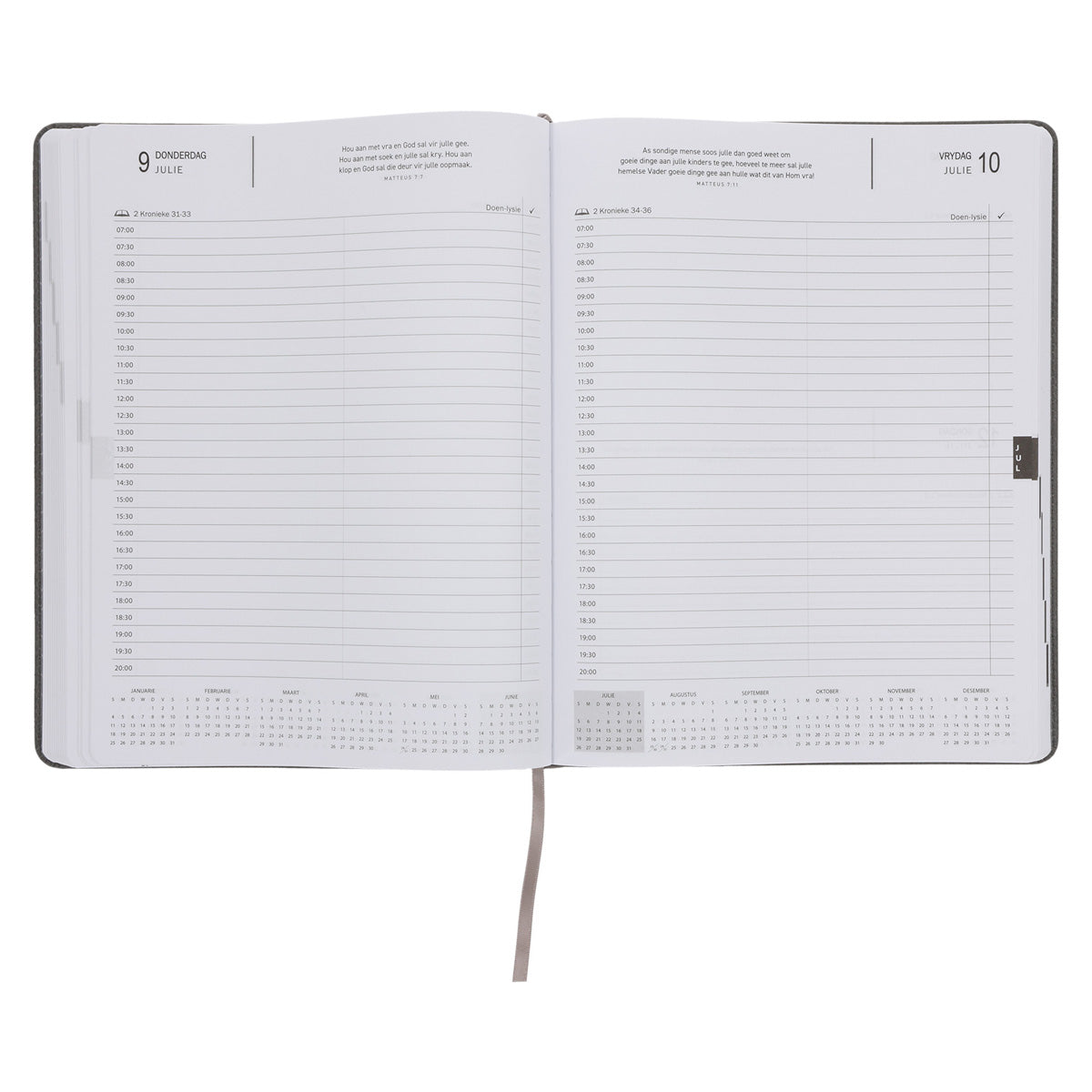 2026 A4 Dagboek - Professionele Jaarbeplanner - Soek Julle Krag in die Here - Kunsleer