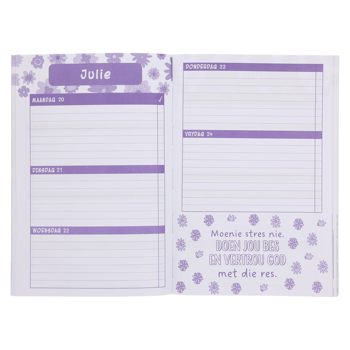 2026 Skooldagboek - Dagbeplanner vir Dogters - Sagteband