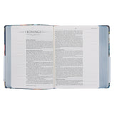 NLV Donkerblou Blomme Kunsleer Joernaal-Bybel