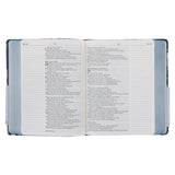 NLV Donkerblou Blomme Kunsleer Joernaal-Bybel