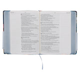 NLV Donkerblou Blomme Kunsleer Joernaal-Bybel