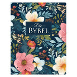 NLV Donkerblou Blomme Kunsleer Joernaal-Bybel