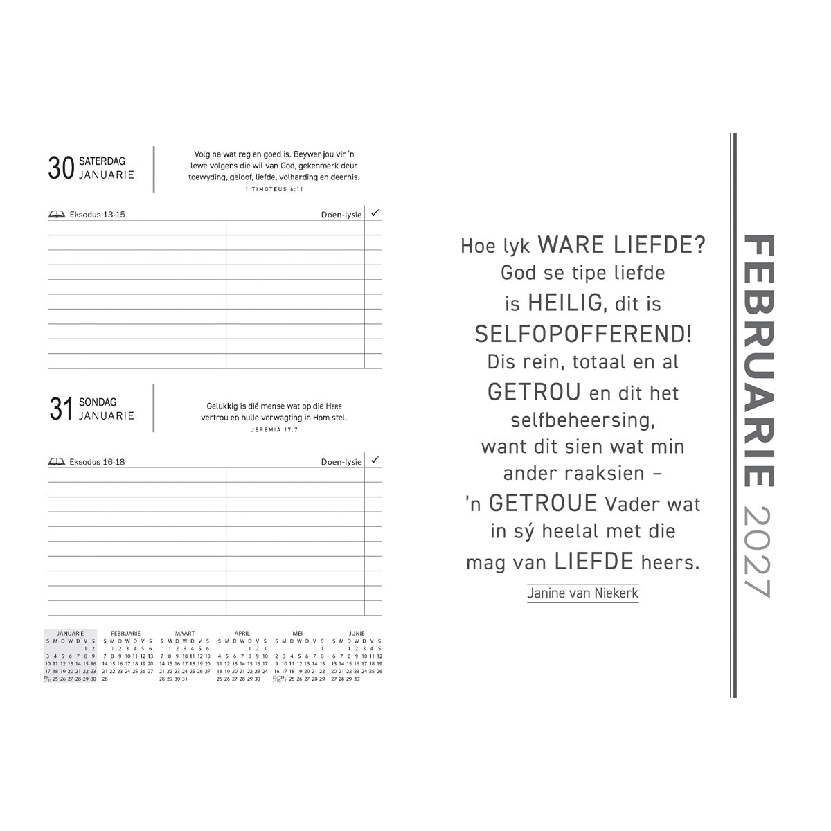2027 Dagboek - Professionele Jaarbeplanner - Ek Weet Wat Ek vir Julle Beplan - Kunsleer met Rits