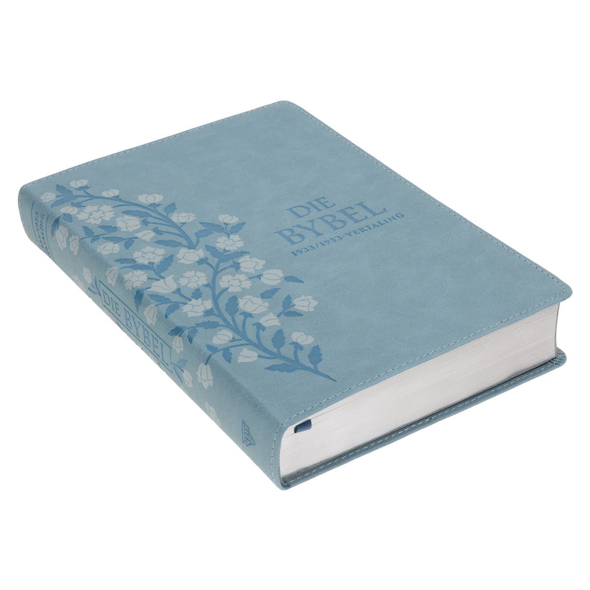 Afrikaans 1933/1953 Vertaling Ligblou met Blomme Kunsleer Bybel Grootdruk