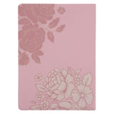 NLT Pink Peonies Genuine Leather Bible Large Print