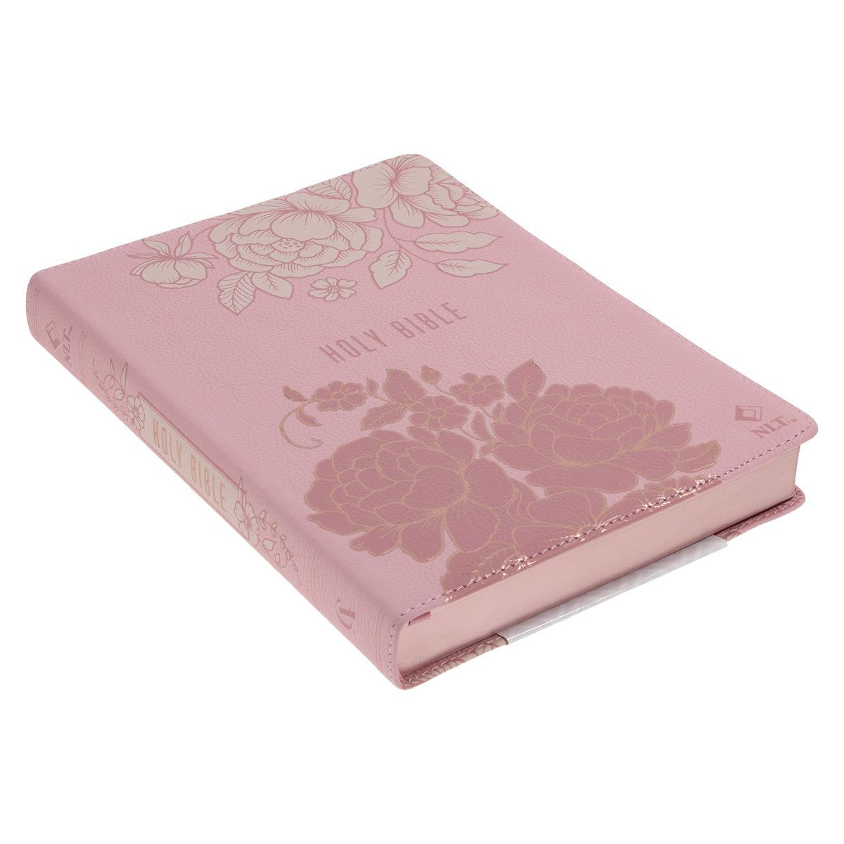 NLT Pink Peonies Genuine Leather Bible Large Print – CUM Books