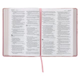 NLT Pink Peonies Genuine Leather Bible Large Print